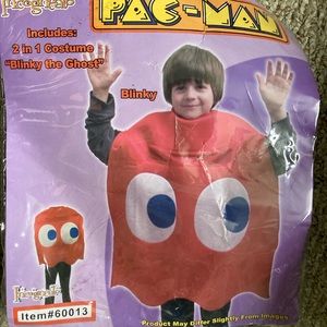 RED BLINKY GHOST PAC-MAN GHOST COSTUME. ONE SIZE FITS MOST. SMOKE FREE HOME